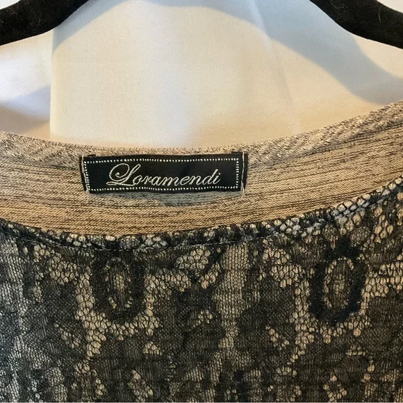Loramendi Women’s Long Sleeve Heathered Oatmeal color with Black lace trim XL - Picture 14 of 16